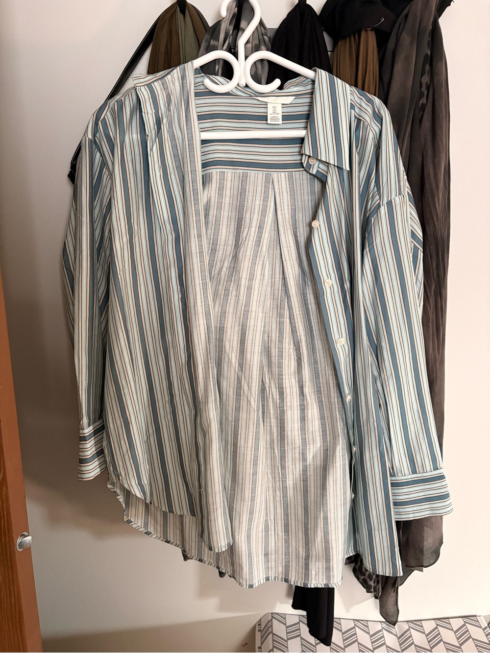 H&M Blue and White Striped Button-Down Shirt